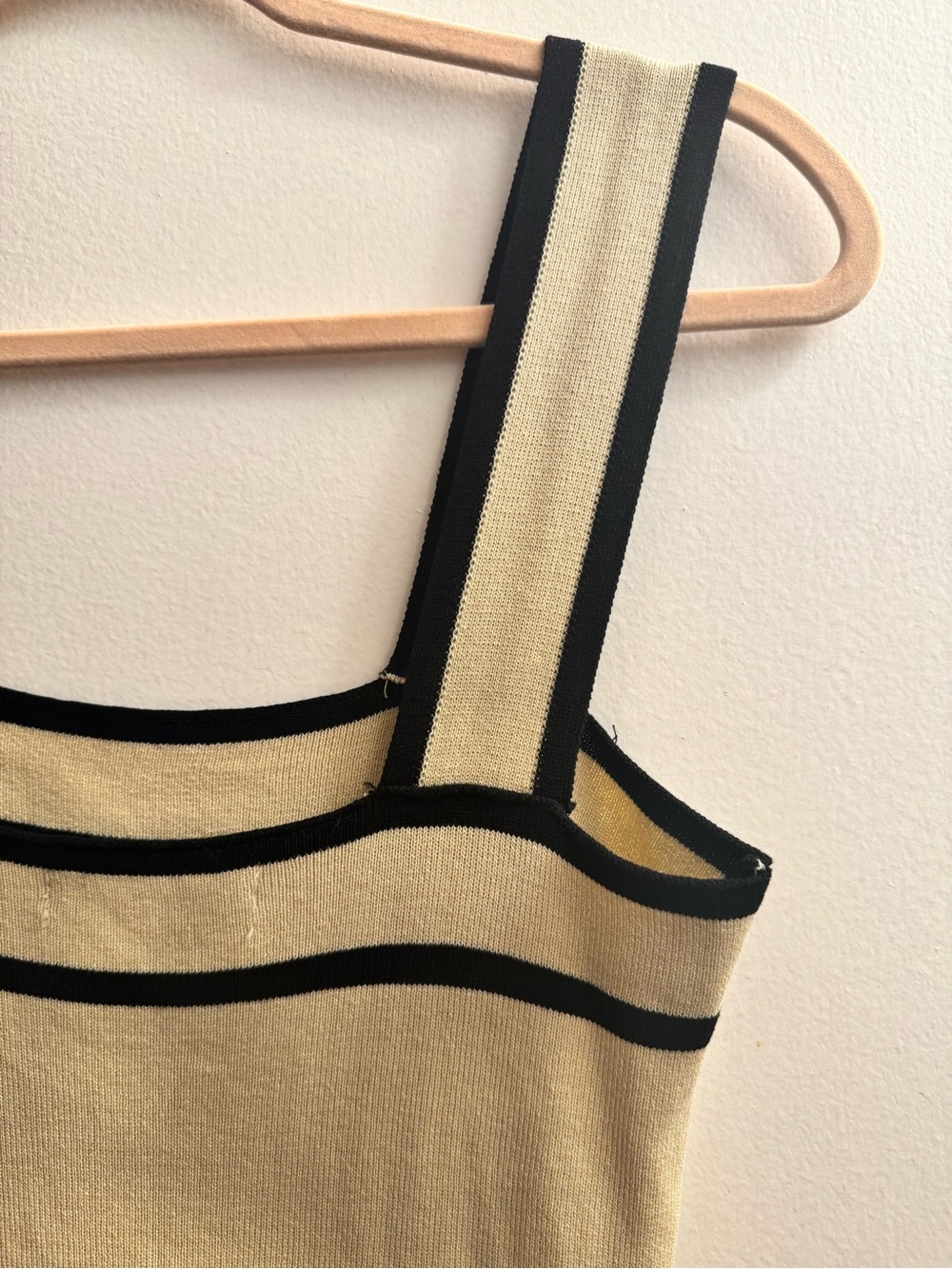 Sweet Rain Cream Knit Tank Dress with Black Trim - Picture 6 of 7